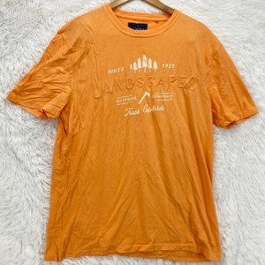 Vintage Canda Men's Casual Orange Short Sleeve Landscape Graphic T-Shirt Large